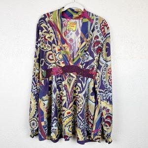 Johnny Was Empire Waist Silk Tunic Top